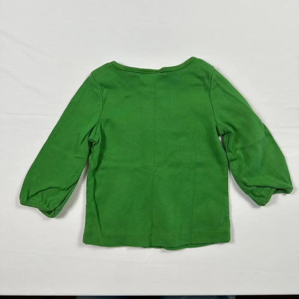 Gymboree Green Winter Westie Terrier Dog Christmas Long Sleeve Top Sz 6-12 mo